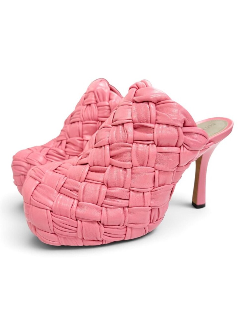 Bottega Veneta Milkshake Intrecciato Leather Platform Sandals Pink